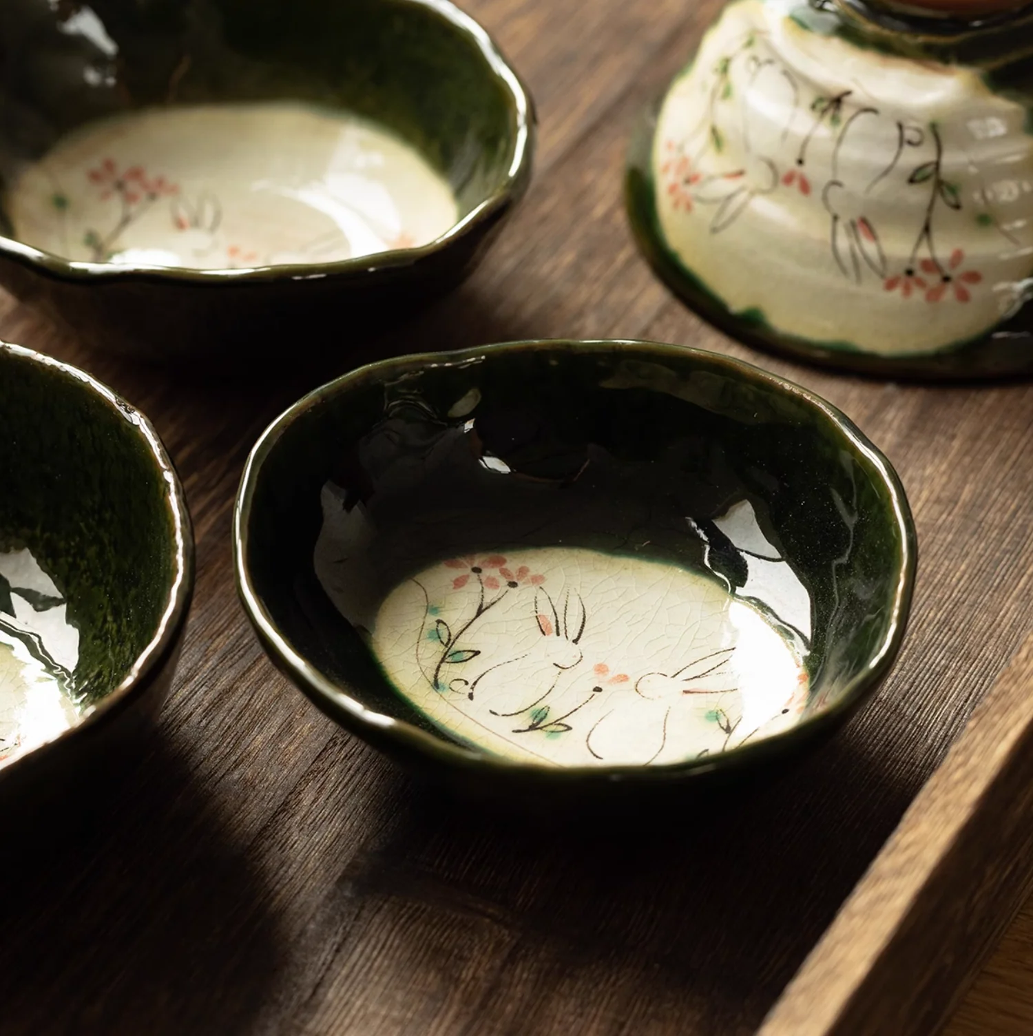 Seto Ware Hand-Painted Cute Rabbit Snack Bowl - Image 5