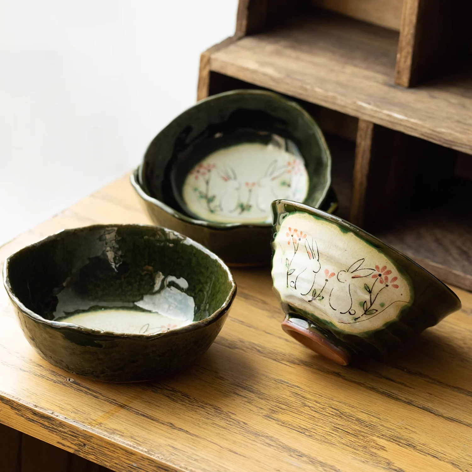 Seto Ware Hand-Painted Cute Rabbit Snack Bowl - Image 9