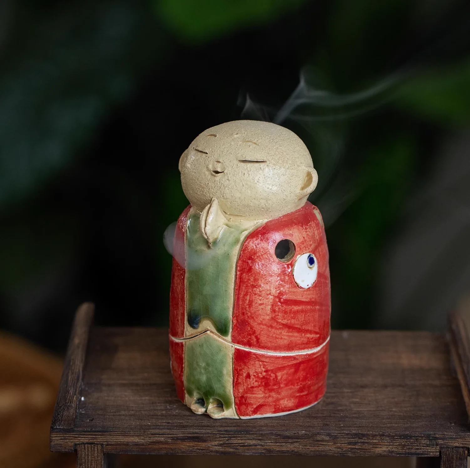 Seto Ware Handmade Rustic Clay Jizo Bodhisattva Incense Burner - Image 11