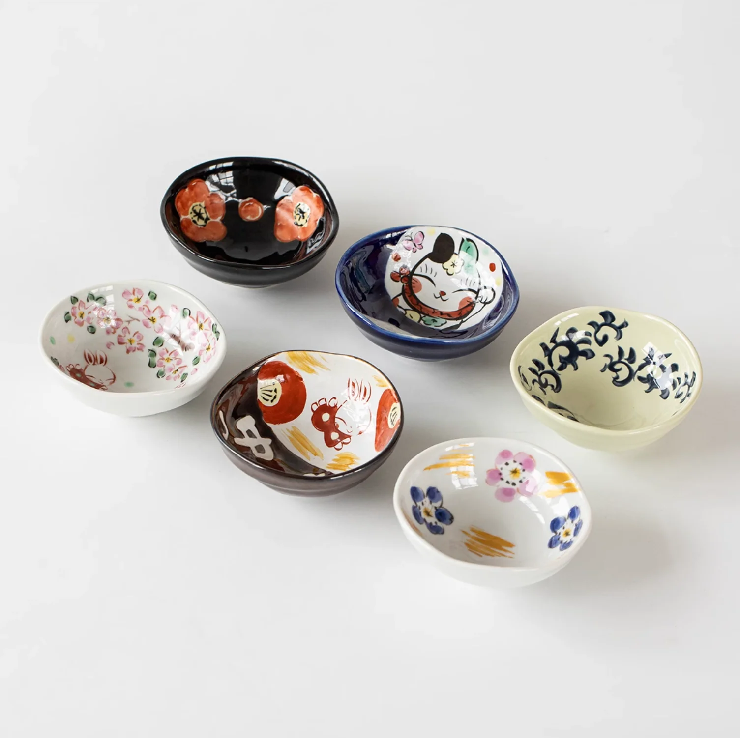 Seto Ware Yudachi Kiln Sakura Rabbit Ceramic Dipping Plate Gift Set - Image 12