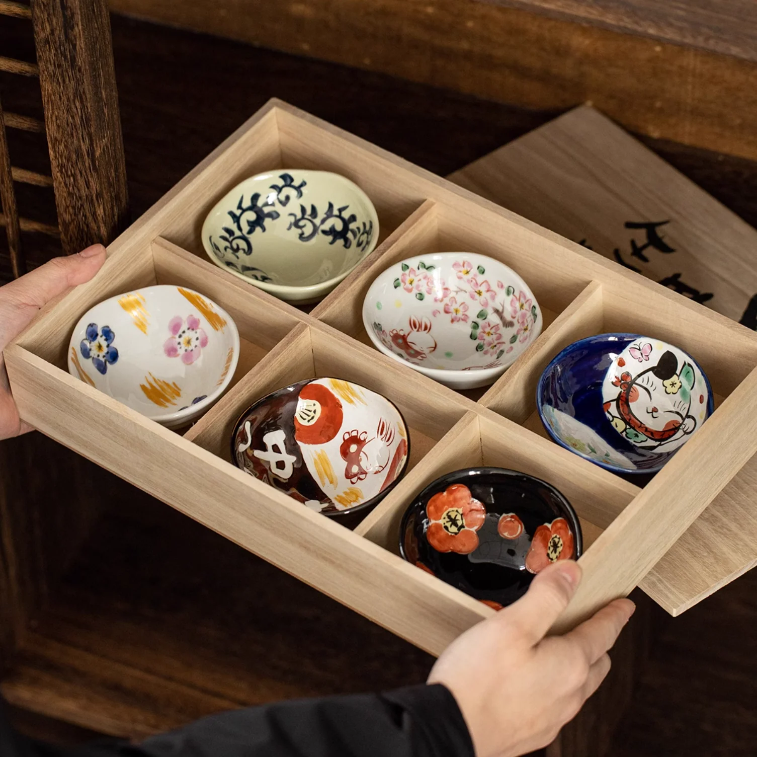 Seto Ware Yudachi Kiln Sakura Rabbit Ceramic Dipping Plate Gift Set - Image 3