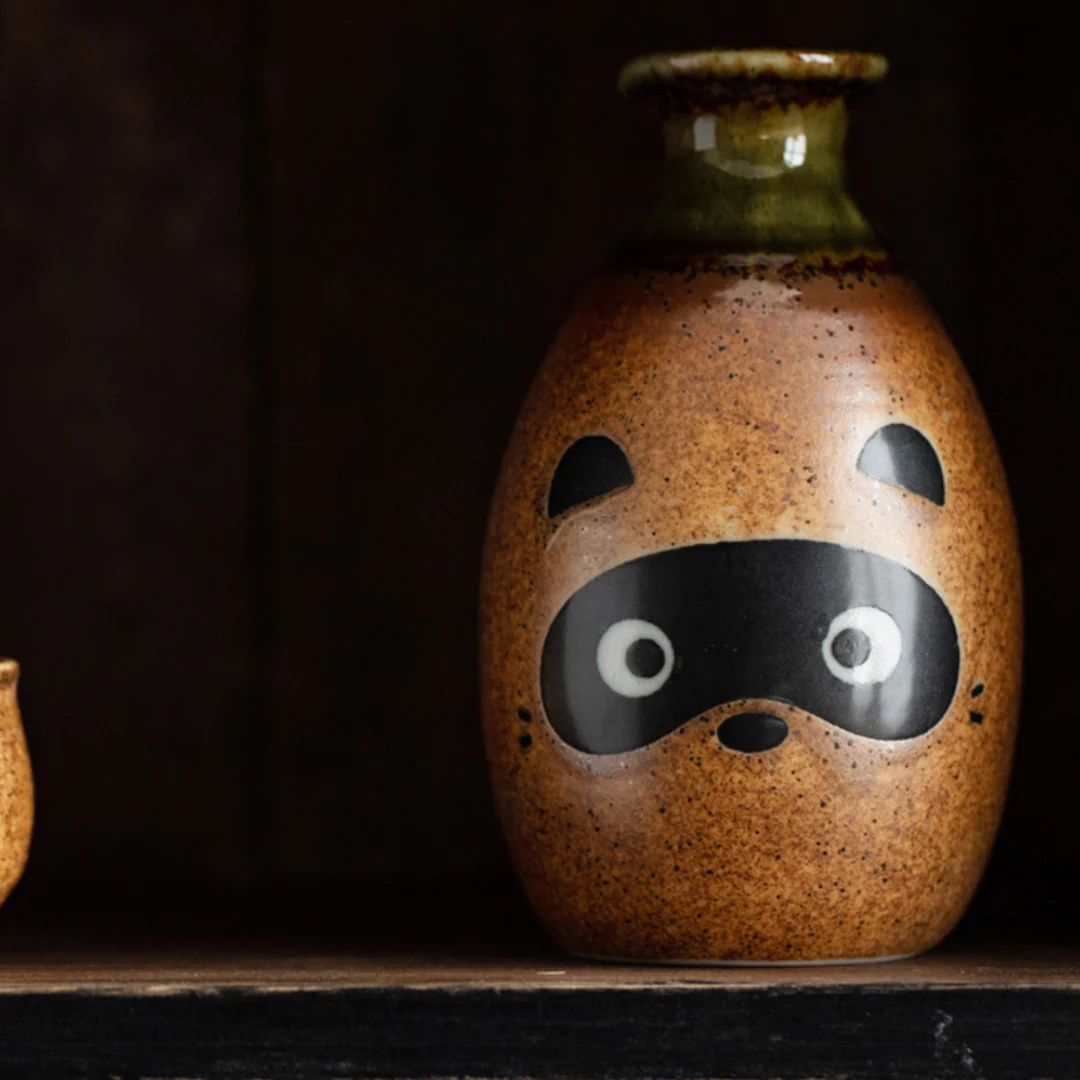 Shigaraki Ware Tanuki Sake Set - Image 2
