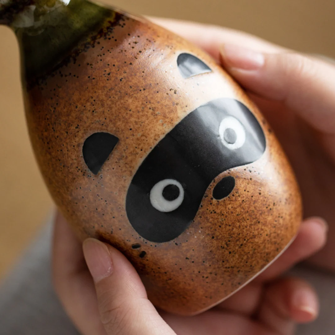 Shigaraki Ware Tanuki Sake Set - Image 3