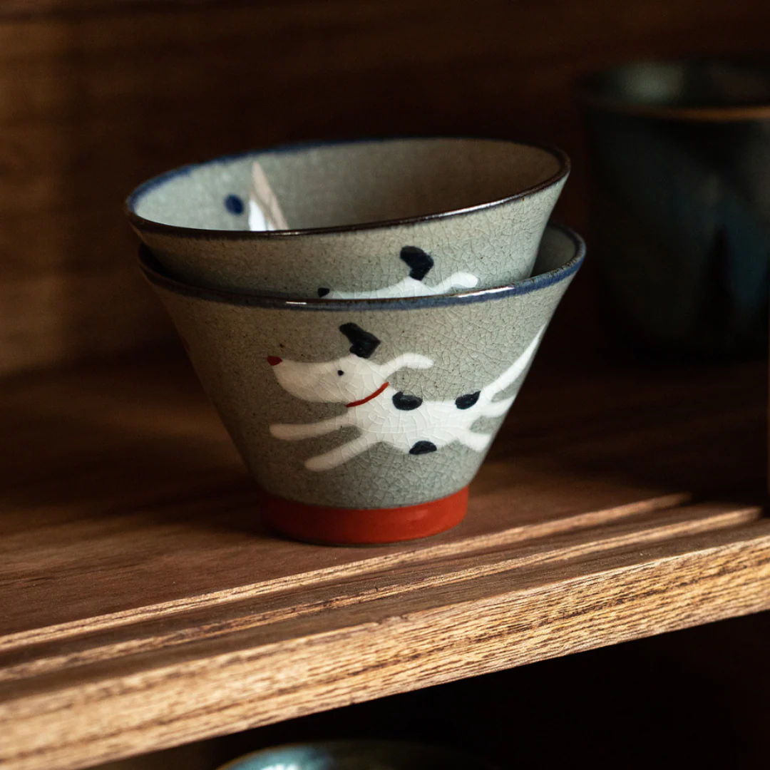 Shoho Kiln Adorable Puppy Cone-Shaped Bowl - Image 6