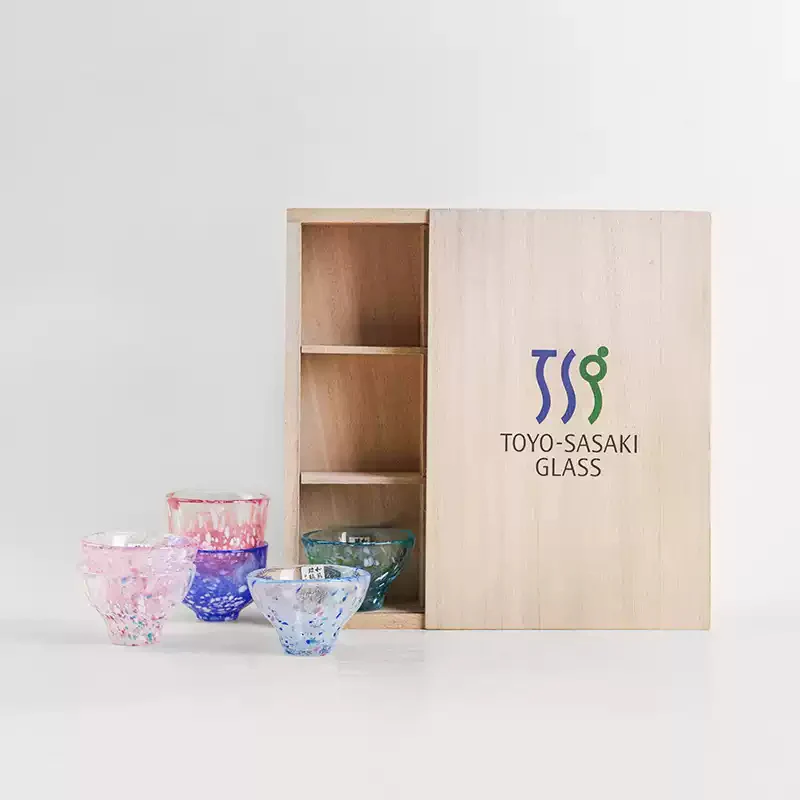 Toyo-Sasaki Colored Glass Sake Cups Housewarming Gift - Image 3