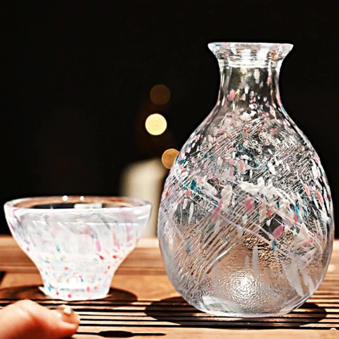Toyo-Sasaki Four Seasons Colored Glass Sake Set - Image 16
