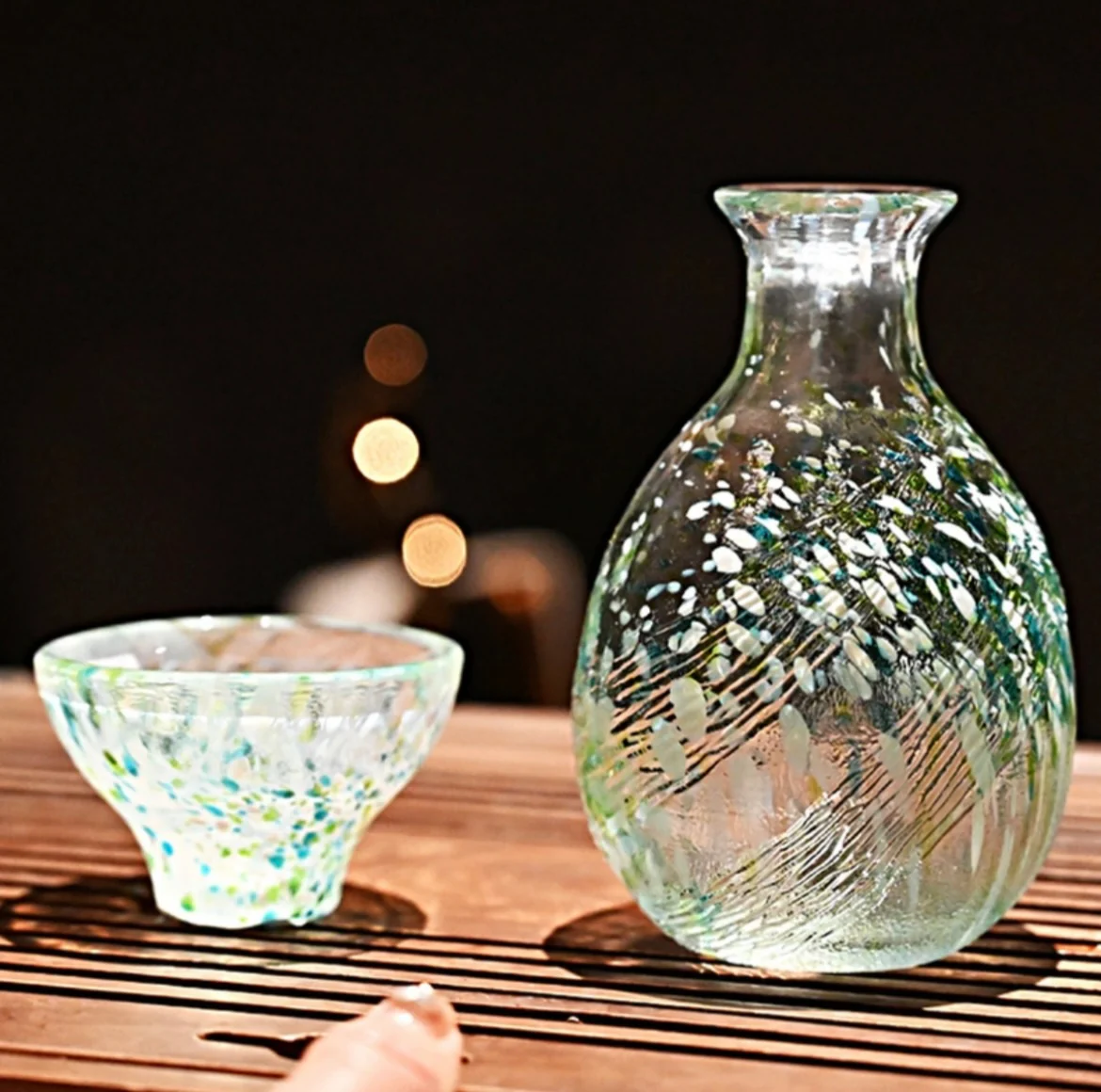 Toyo-Sasaki Four Seasons Colored Glass Sake Set - Image 17