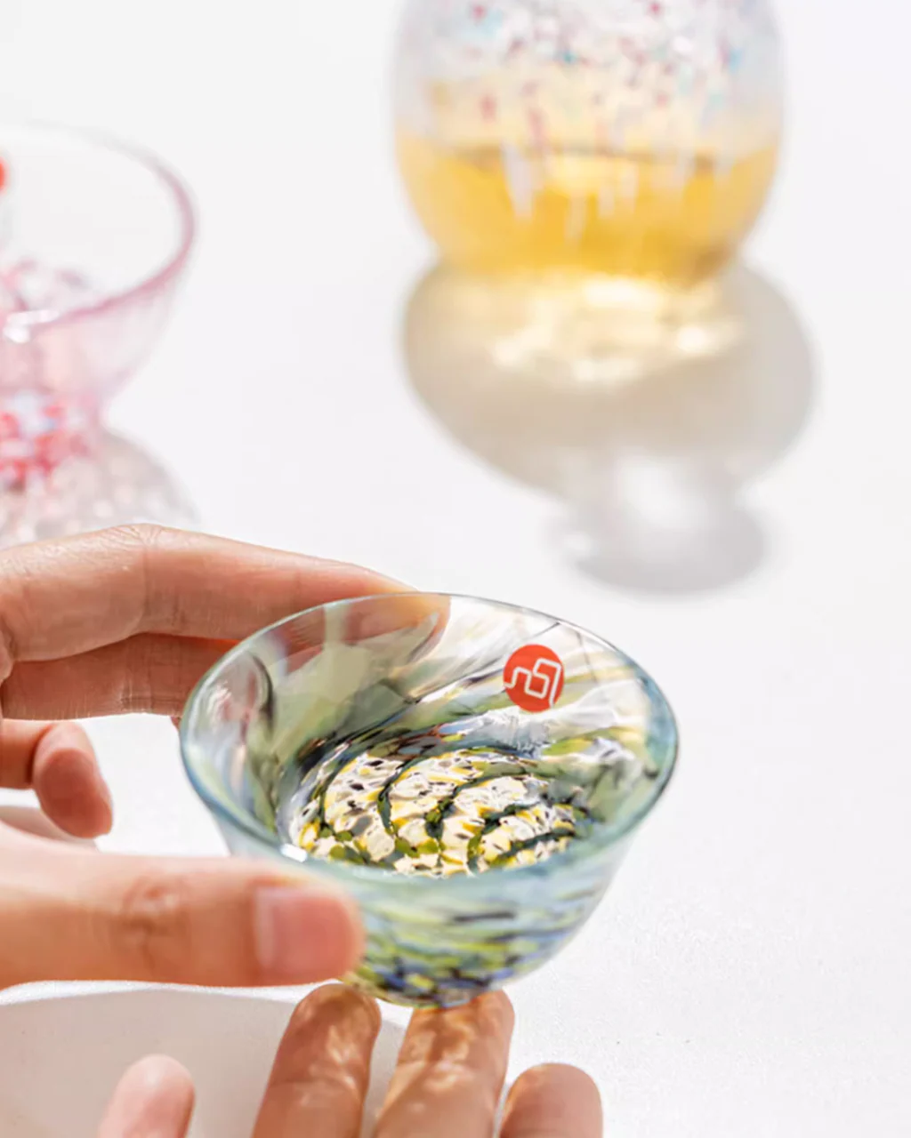 Tsugaru Vidro Handcrafted Colorful Glass Sake Cup Set - Image 6