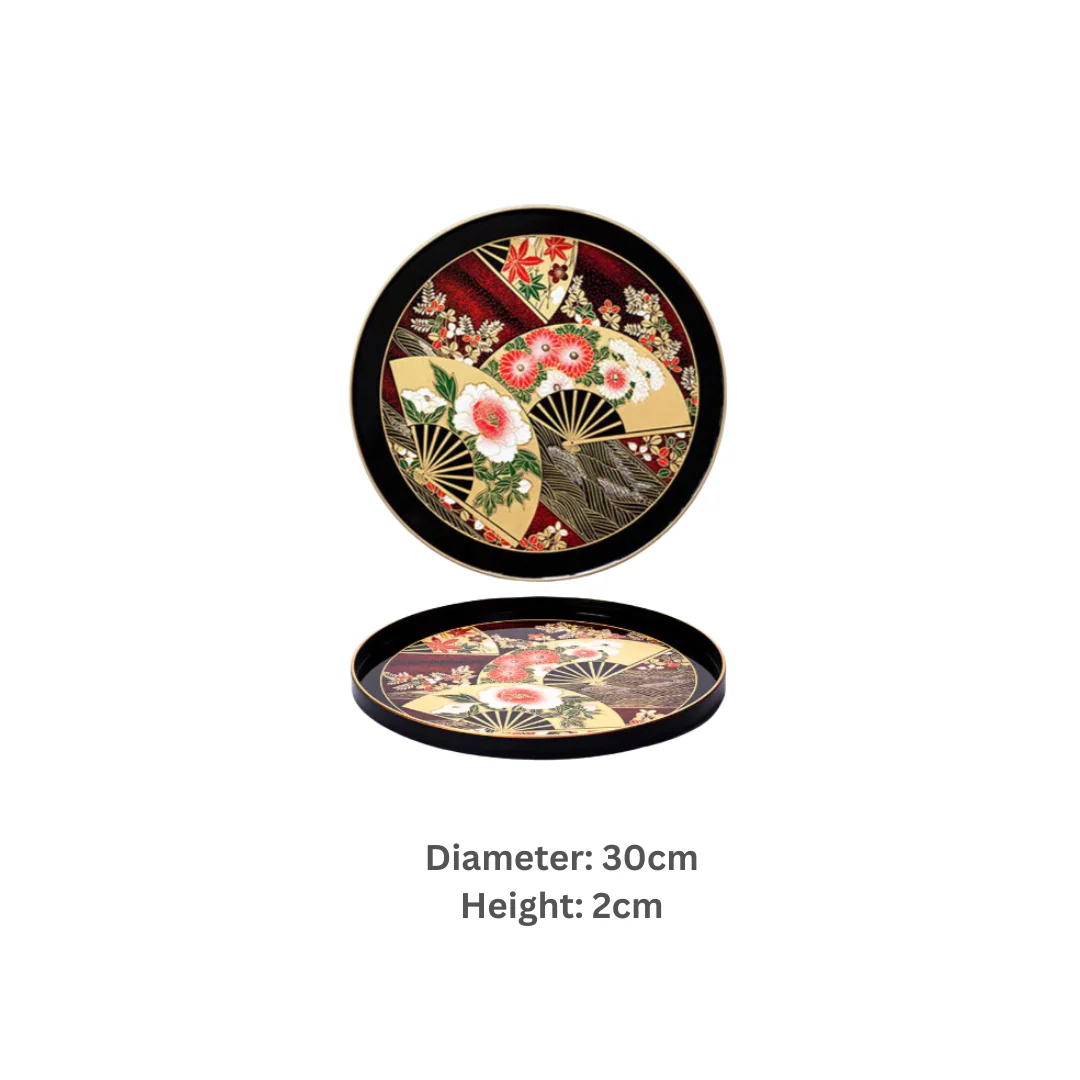 Yamanaka Shikki Gold Leaf Dancing Fan Tray - Image 13