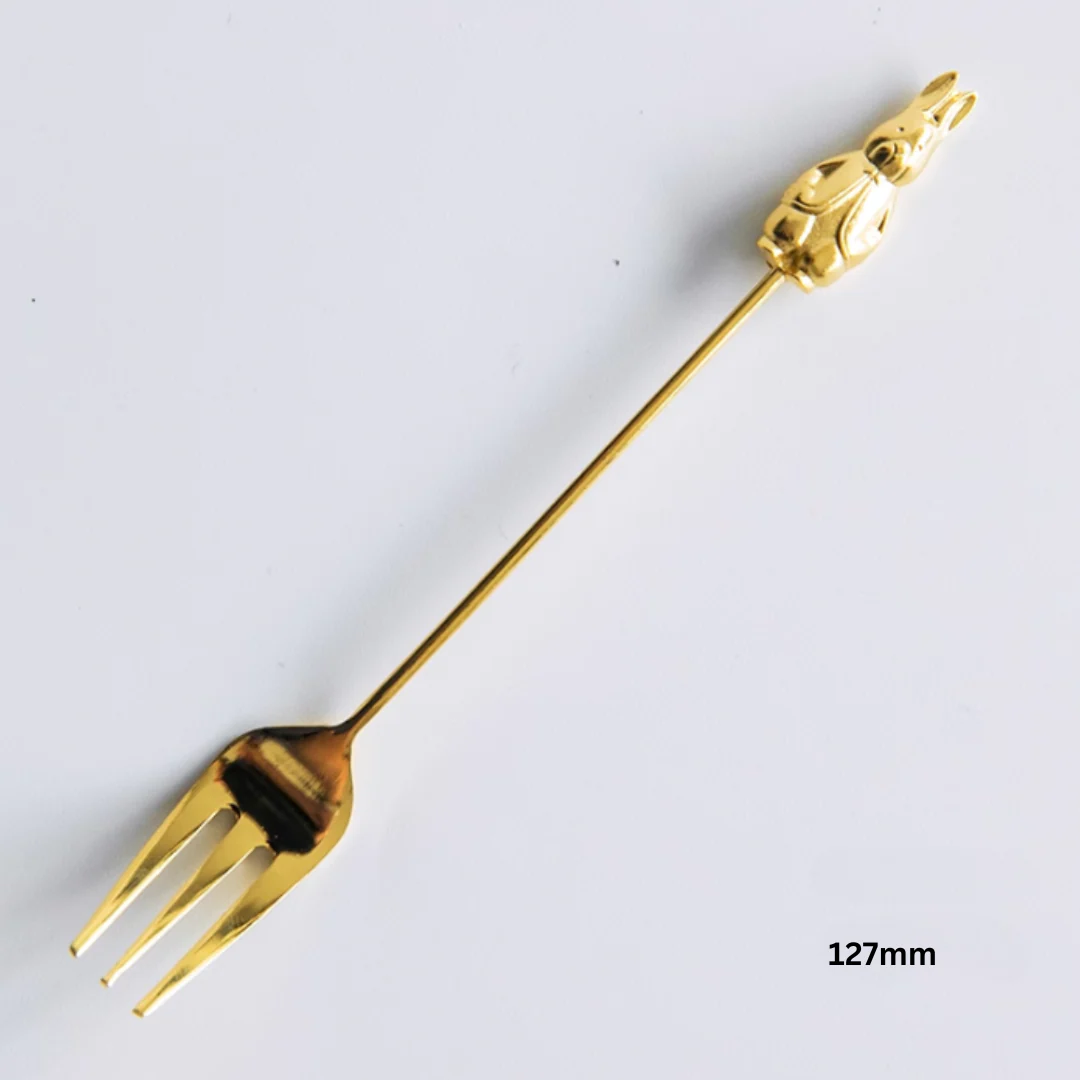 Zakka Gold-Plated Stainless Steel Stirring Stick and Fork - Image 9